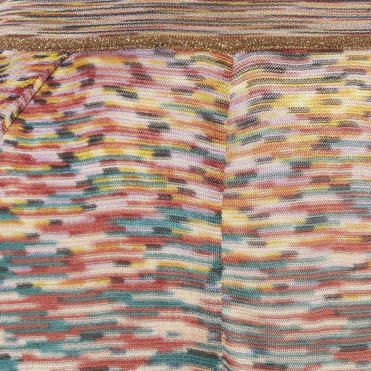 Pre Owned Missoni Multicolour Knit Metallic Trim Wide Leg Skirt Detail Pants XS
