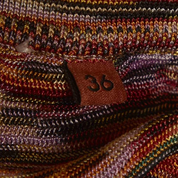 Pre Owned Missoni Multicolour Knit Metallic Trim Wide Leg Skirt Detail Pants XS