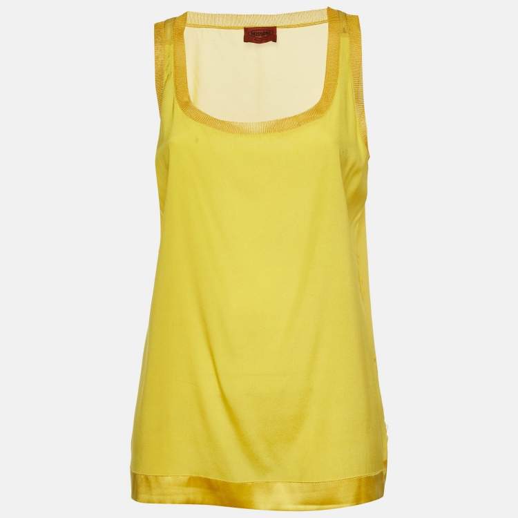 مملوكة مسبقًا Missoni Yellow Satin & Crepe Tank Top M