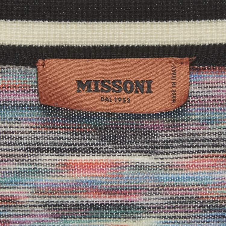 Pre Owned M Missoni Multicolor Striped Stretch Knit Cardigan L