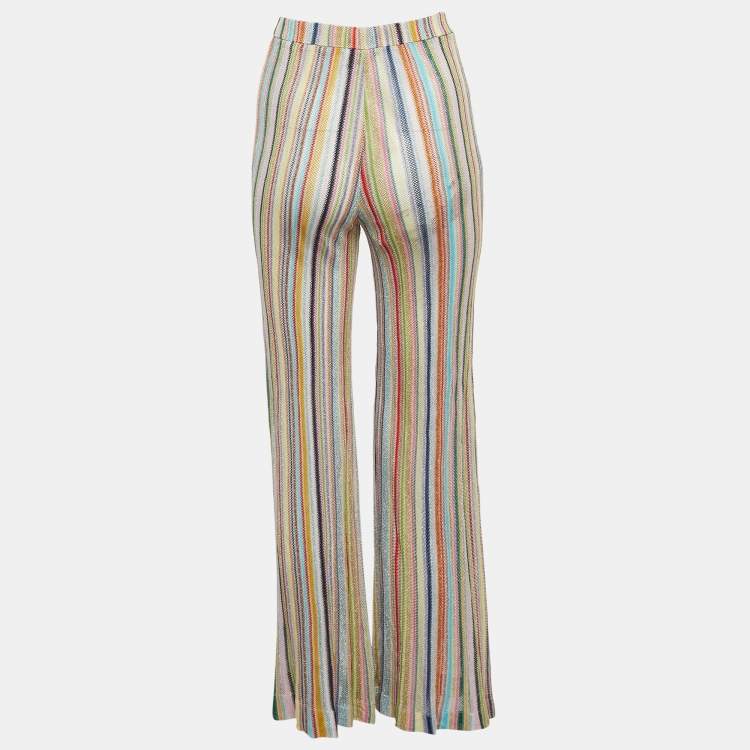 Pre Owned Missoni Multicolor Lurex Knit Sheer Flared Pants S