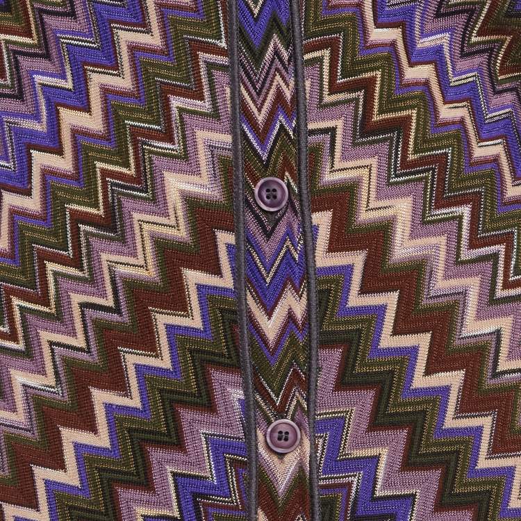 Pre Owned Missoni Blue Chevron Knit Cardigan M