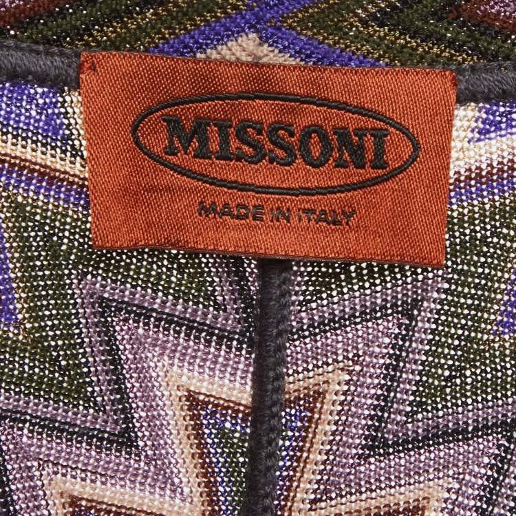 Pre Owned Missoni Blue Chevron Knit Cardigan M