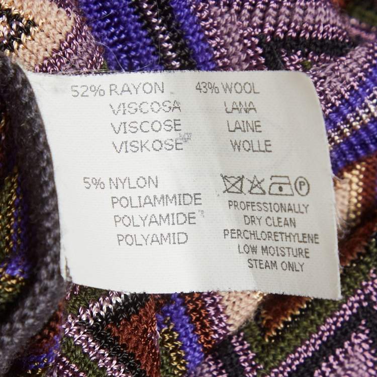 Pre Owned Missoni Blue Chevron Knit Cardigan M