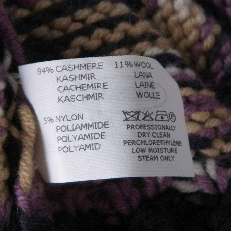 Pre Owned Missoni Multicolor Chunky Knit Oversized Cashmere and Wool Poncho M