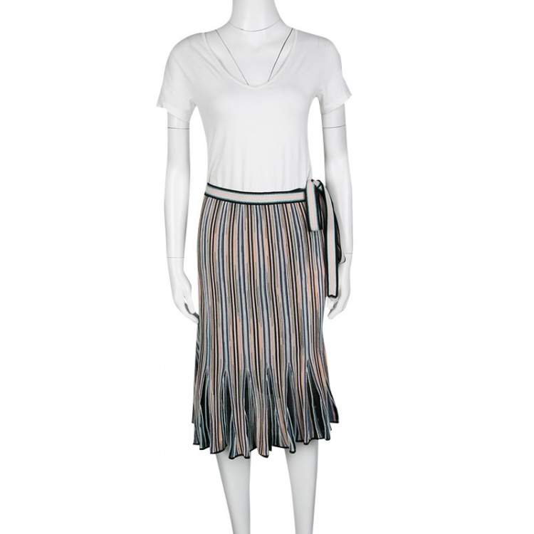 Pre Owned Missoni Multicolor Striped Knit Wrap Skirt M