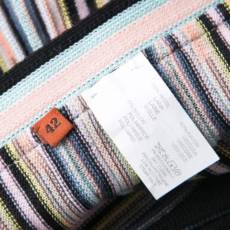 Pre Owned Missoni Multicolor Striped Knit Wrap Skirt M