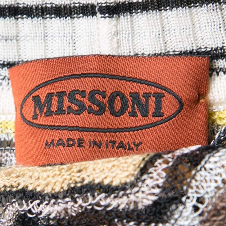 Pre Owned Missoni Multicolor Chevron Pattern Knit Draped Top M