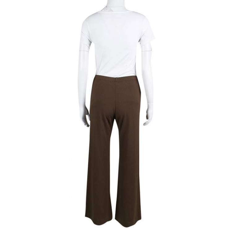Pre Owned Missoni Brown Elasticized Waist Wide Leg Pants M