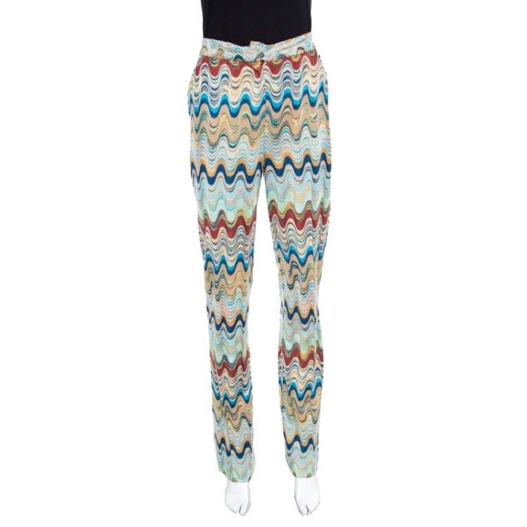 Pre Owned Missoni Multicolor Patterned Knit High Waist Flared Bottom Pants S
