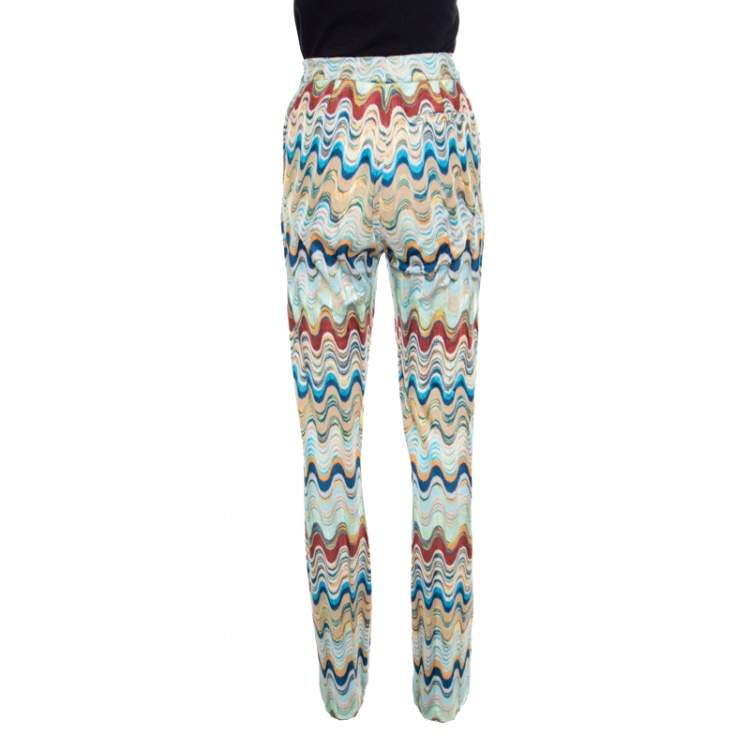 Pre Owned Missoni Multicolor Patterned Knit High Waist Flared Bottom Pants S