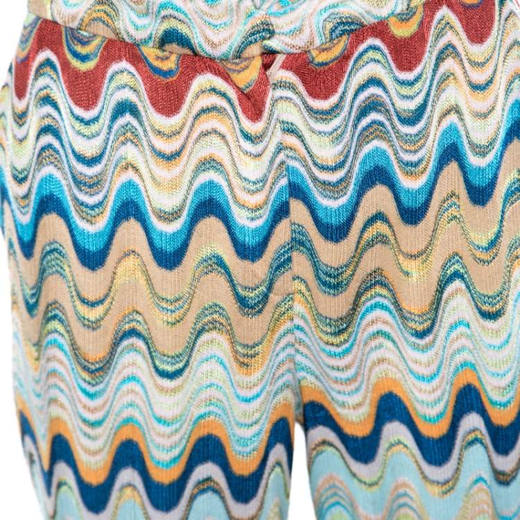 Pre Owned Missoni Multicolor Patterned Knit High Waist Flared Bottom Pants S