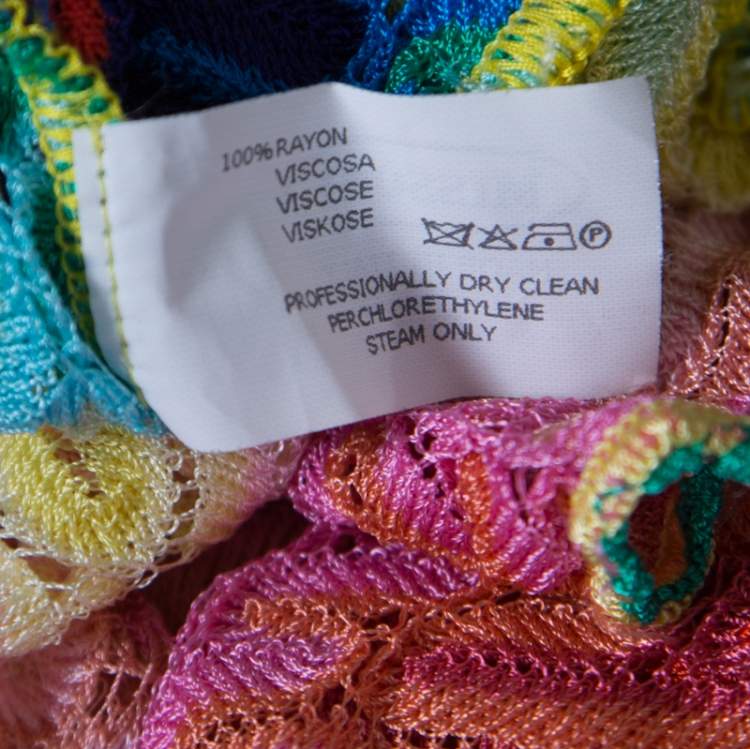 Pre Owned Missoni Mare Multicolor Perforated Patterned Knit Faux Wrap Tie Detail Kaftan Dress S