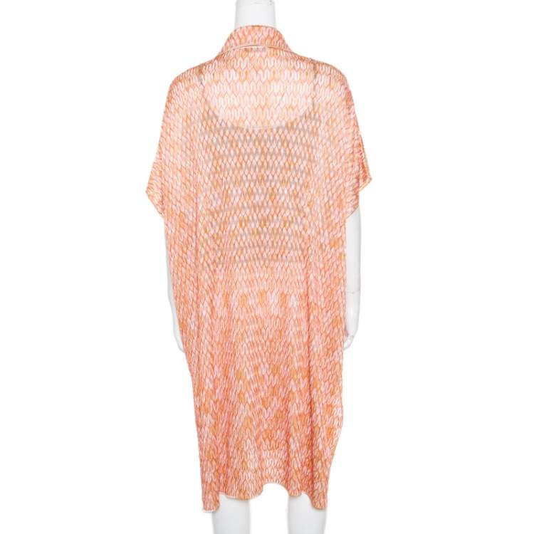 Pre Owned Missoni Multicolor Patterned Jacquard Knit Button Front Kaftan M