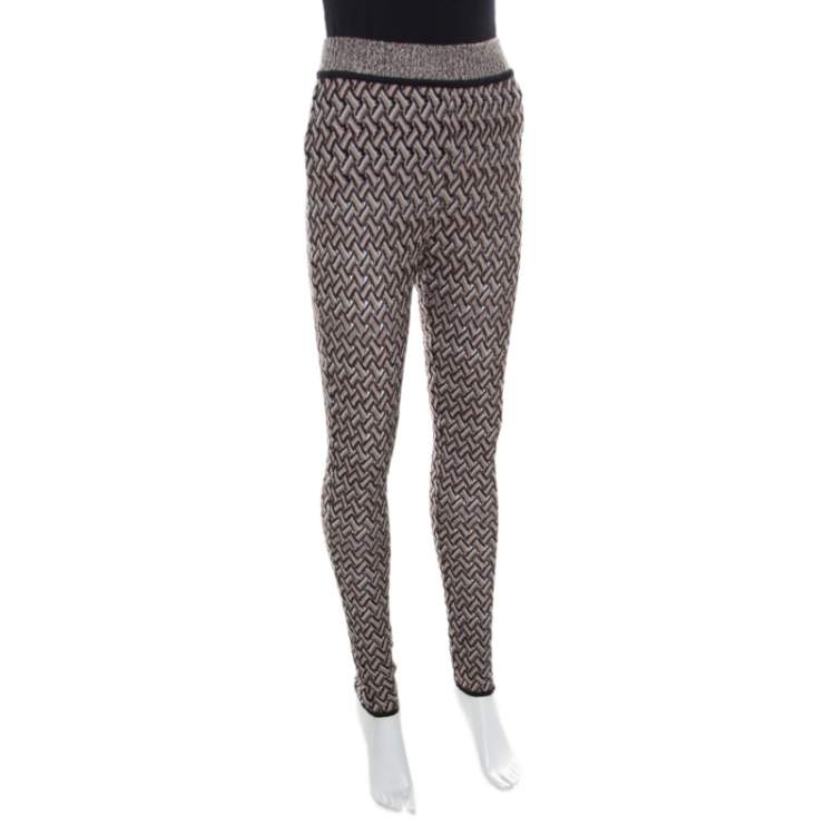 Pre Owned Missoni Multicolor Perforated Knit Elasticized Waist Pants M
