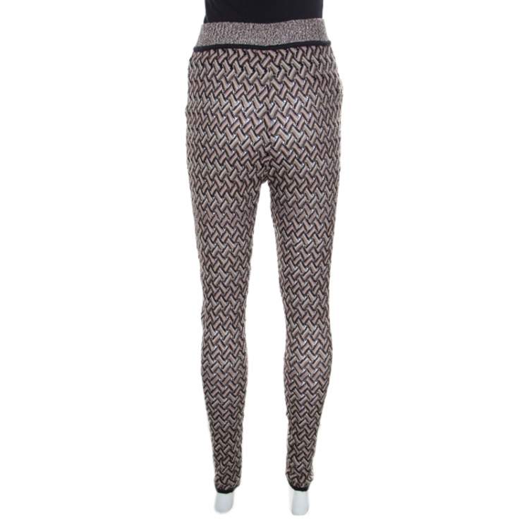 Pre Owned Missoni Multicolor Perforated Knit Elasticized Waist Pants M