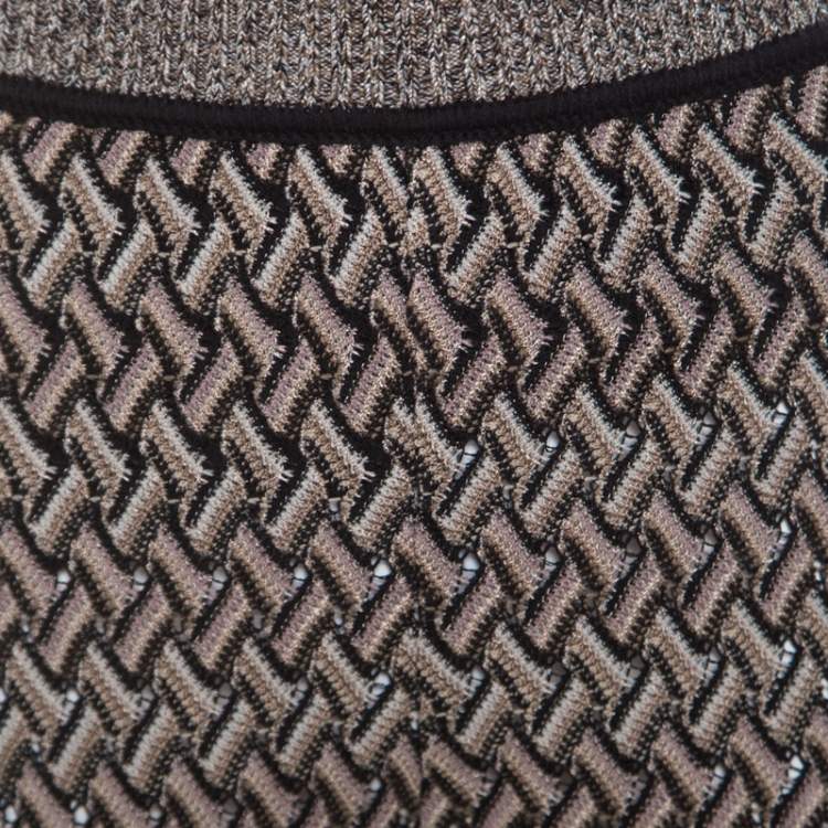 Pre Owned Missoni Multicolor Perforated Knit Elasticized Waist Pants M