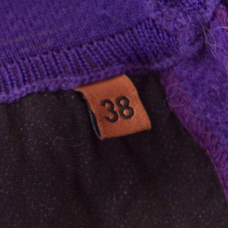 مملوكة مسبقًا Missoni Purple Chevron Knit Elasticized Waist Wide Leg Pants S