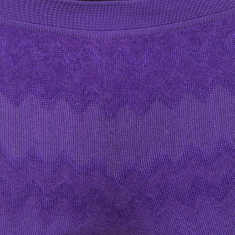مملوكة مسبقًا Missoni Purple Chevron Knit Elasticized Waist Wide Leg Pants S