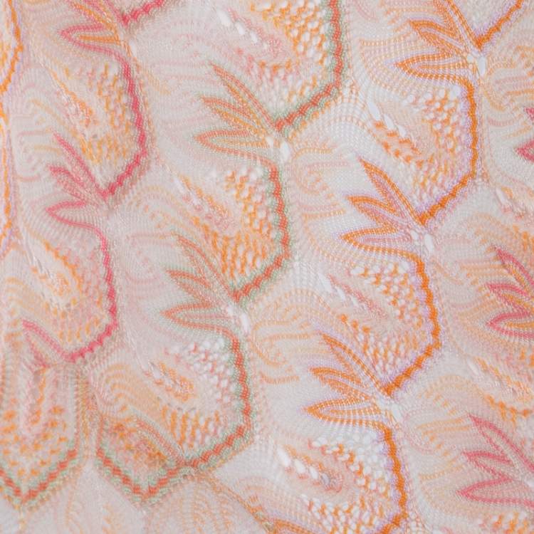 Pre Owned Missoni Orange Patterned Stretch Knit Paneled Tank Dress S