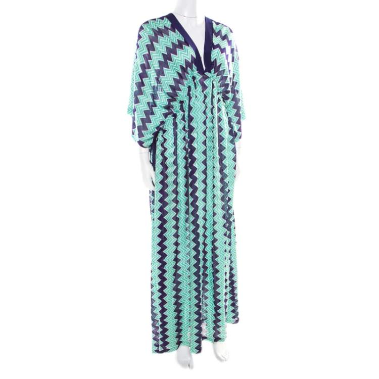 Pre Owned Missoni Mare Bicolor Chevron Patterned Knit Beach Cover Up Kaftan S 