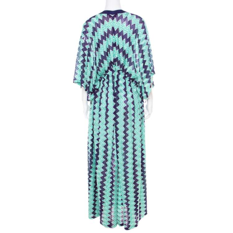 Pre Owned Missoni Mare Bicolor Chevron Patterned Knit Beach Cover Up Kaftan S 