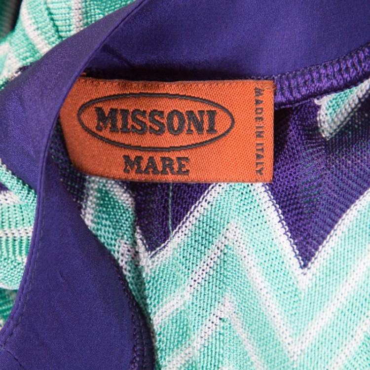 Pre Owned Missoni Mare Bicolor Chevron Patterned Knit Beach Cover Up Kaftan S 