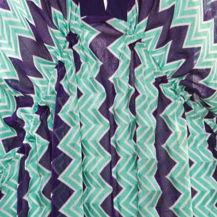 Pre Owned Missoni Mare Bicolor Chevron Patterned Knit Beach Cover Up Kaftan S 