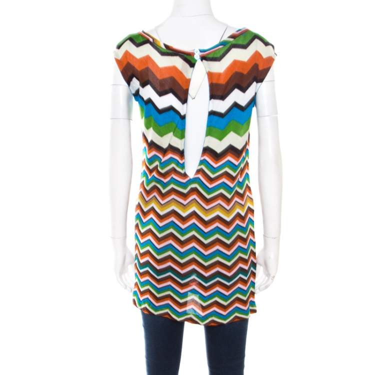 Pre Owned Missoni Mare Multicolor Chevron Pattern Knit Sleeveless Tunic S