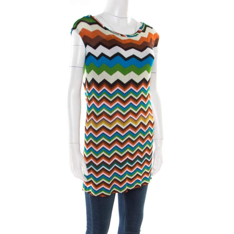 Pre Owned Missoni Mare Multicolor Chevron Pattern Knit Sleeveless Tunic S