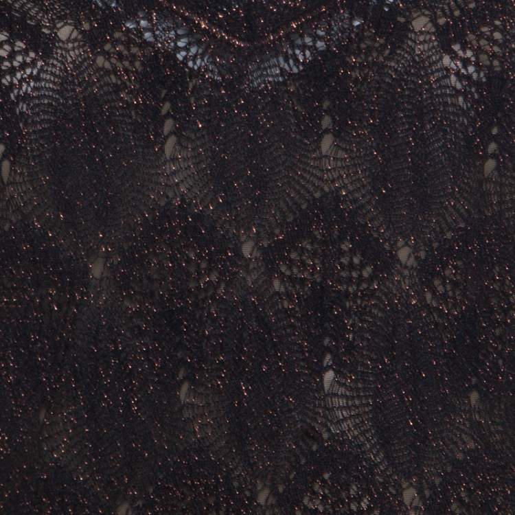 Pre Owned Missoni Black Lurex Patterned Knit V Neck Midi Dress M