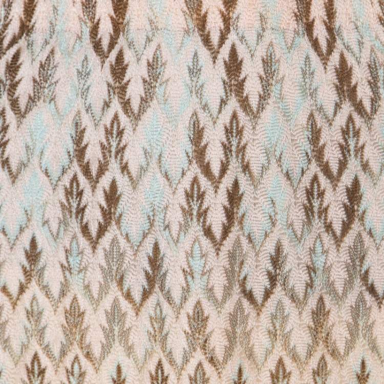 Pre Owned Missoni Pink and Brown Perforated Knit Elasticized Waist Skirt L