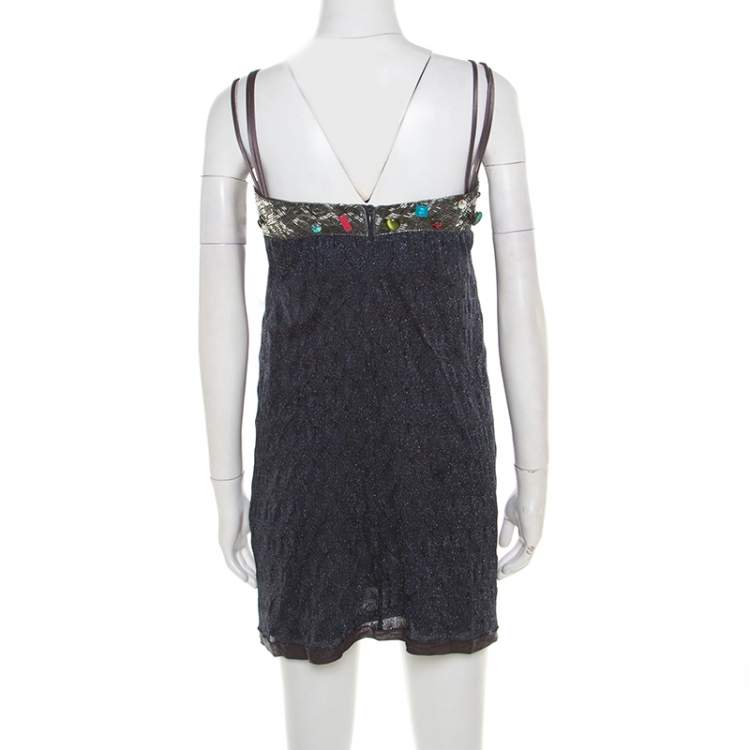 Pre Owned Missoni Multicolor Lurex Knit Embellished Bodice Sleeveless Dress S