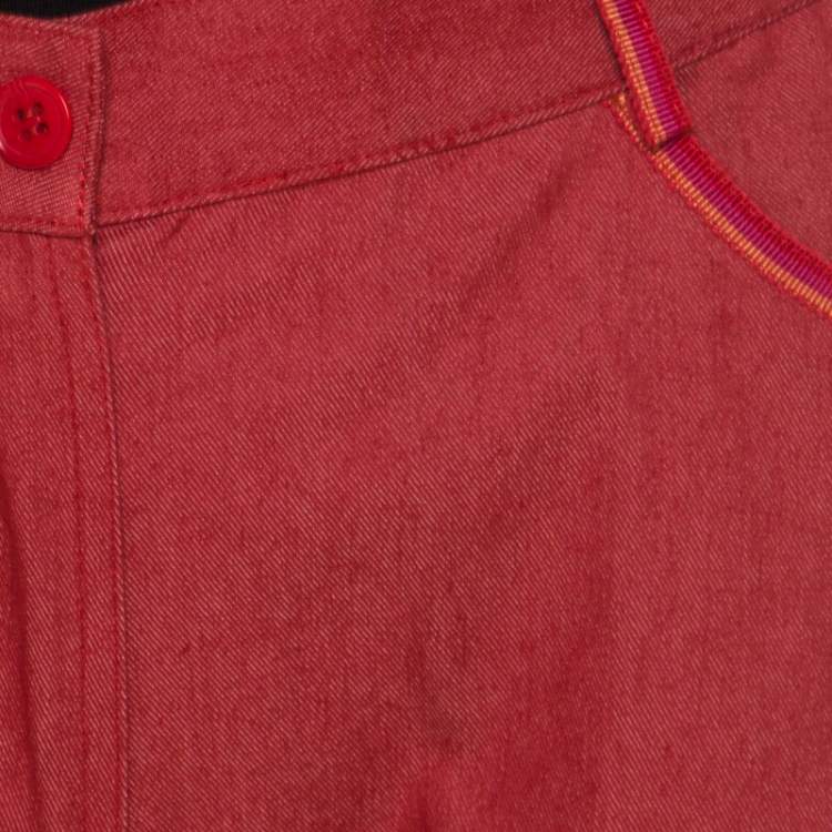 Pre Owned M Missoni Red Cotton Denim Wide Legged Jeans M 