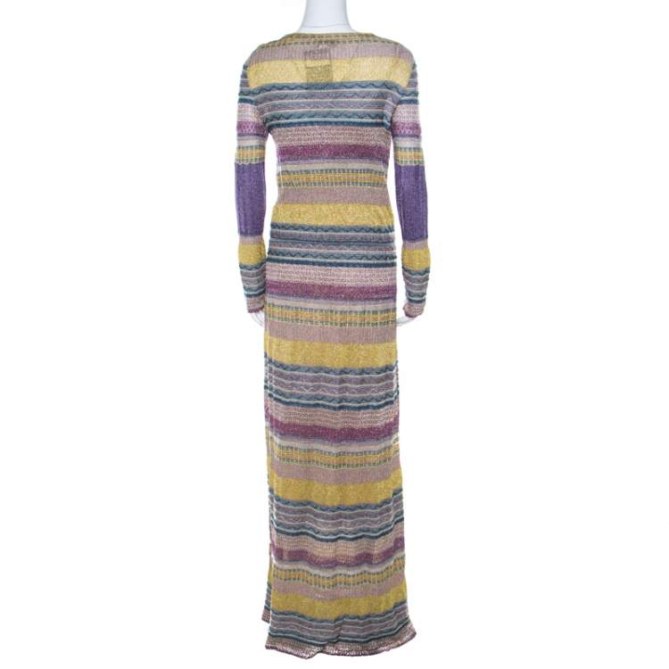 Pre Owned Missoni Multicolor Patterned Lurex Knit Maxi Dress S