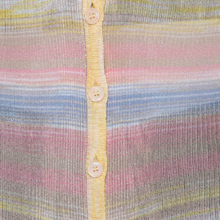 Pre Owned Missoni Multicolor Striped Knit Cardigan M 