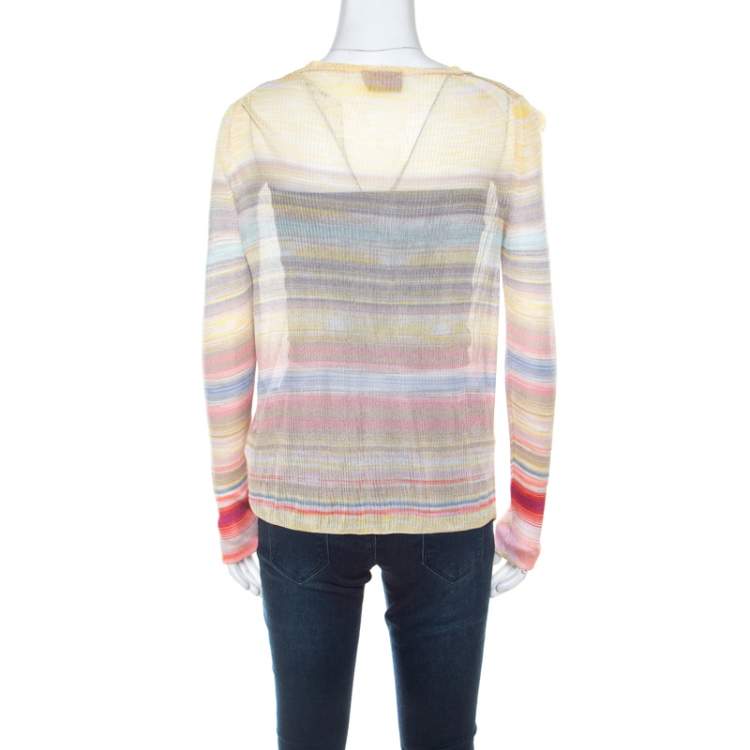 Pre Owned Missoni Multicolor Striped Knit Cardigan M 