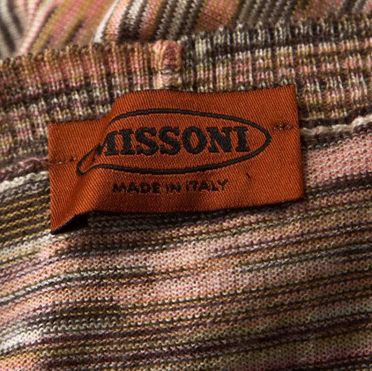 Pre Owned Missoni Multicolor Striped Cashmere & Silk Blend Long Sleeve Sweater XL