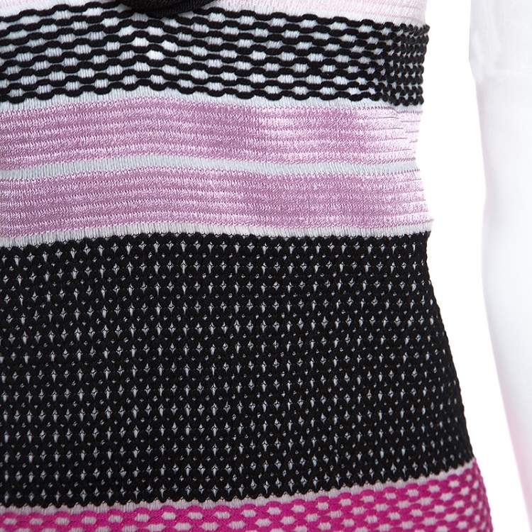 Pre Owned Missoni Pink and Black Knit Sleeveless Dress M