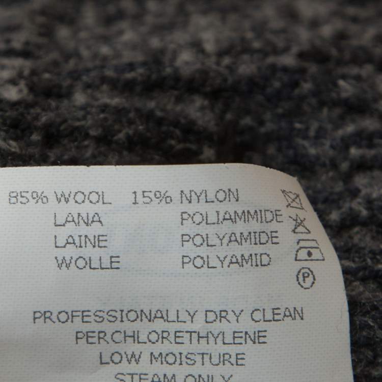 Pre Owned Missoni Grey Chevron Knit Wool Shawl Collar Cardigan L