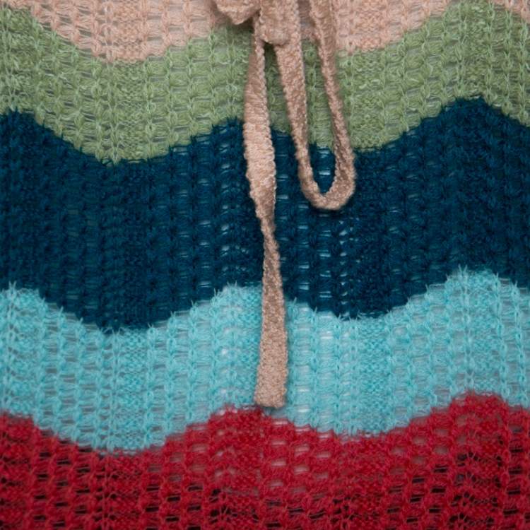 Pre Owned Missoni Multicolor Striped Wool Short Sleeve Top S 