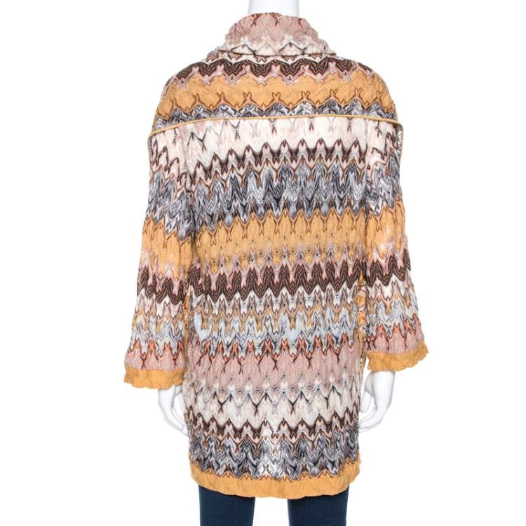 Pre Owned Missoni Multicolor Pointelle Knit Infinity Scarf Cardigan Set S
