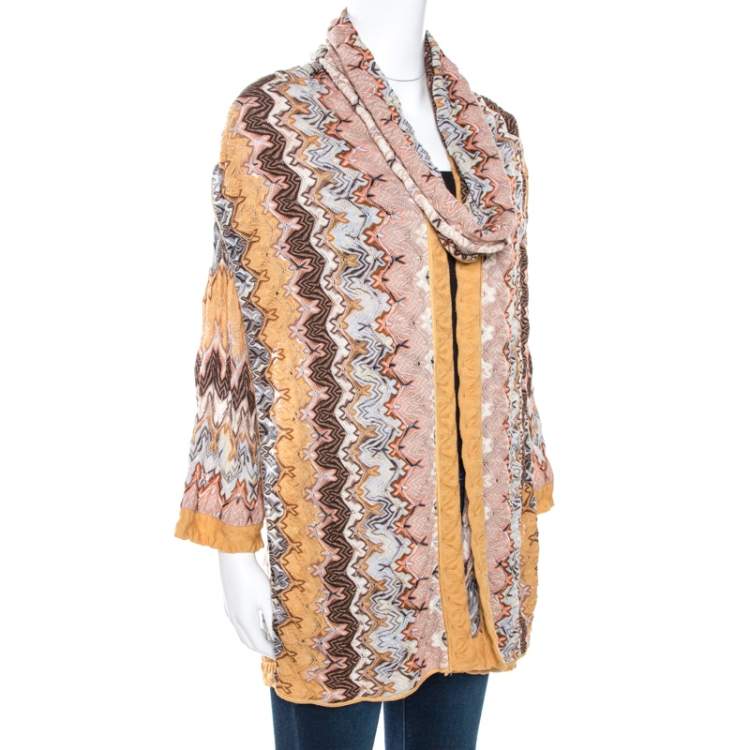 Pre Owned Missoni Multicolor Pointelle Knit Infinity Scarf Cardigan Set S