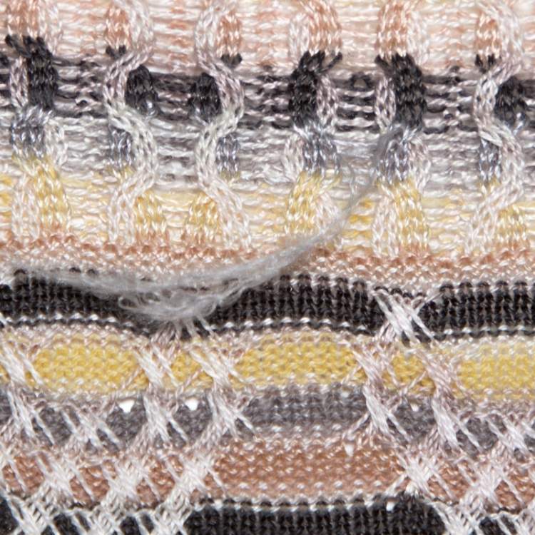 Pre Owned Missoni Multicolor Jacquard Eyelet Knit Cardigan M