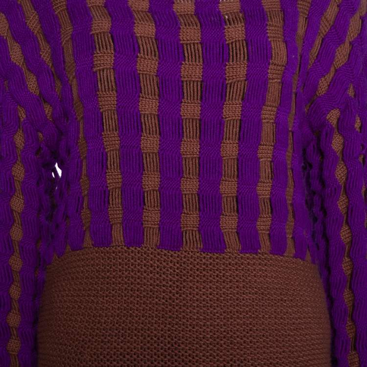 Pre Owned Missoni Brown & Purple Chunky Cashmere Knit Sweater M