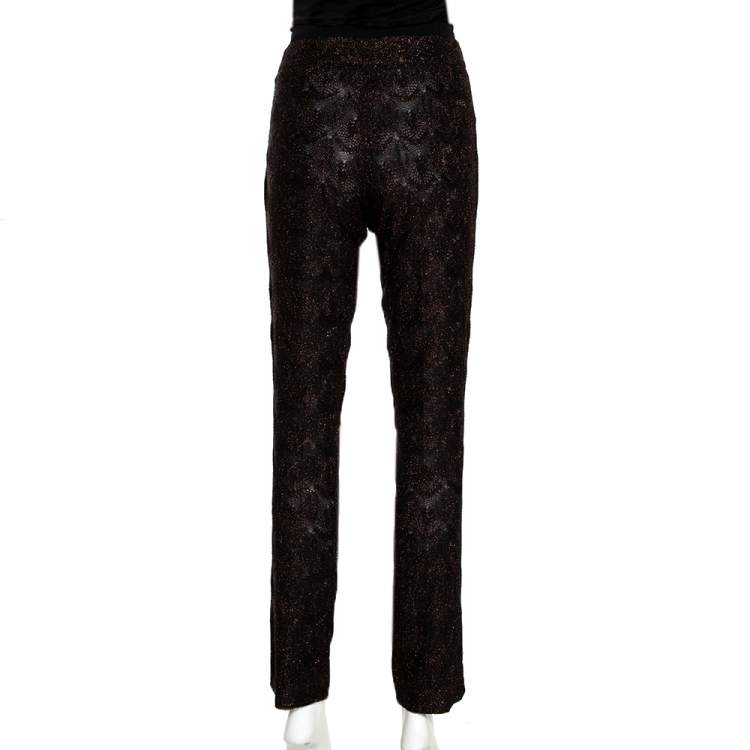 مملوكة مسبقًا Missoni Black Lurex Pointelle Knit Straight Leg Trousers M