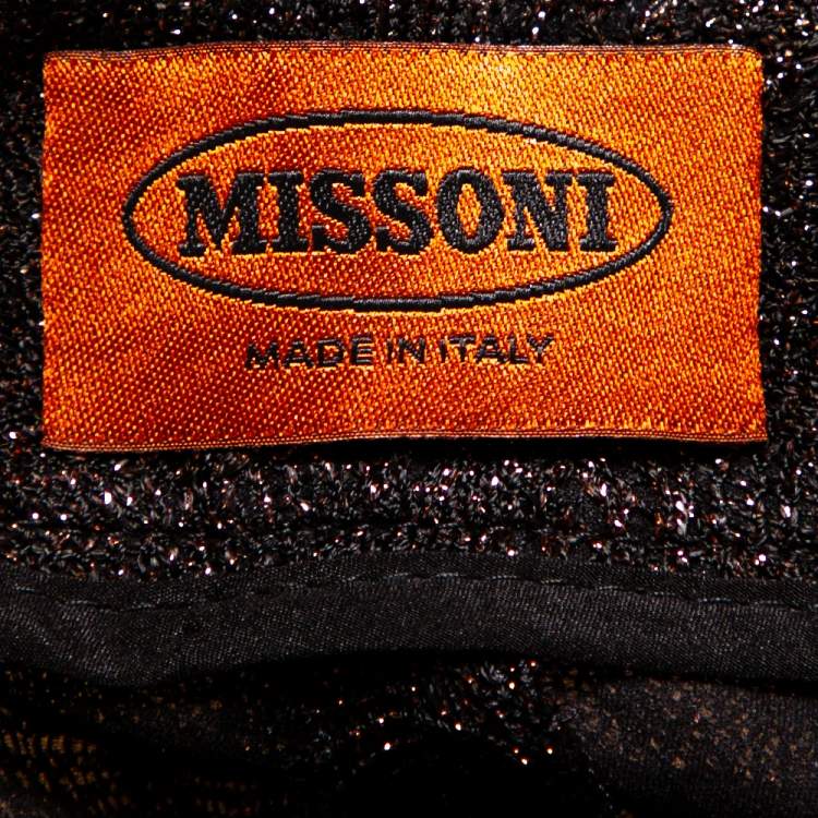 مملوكة مسبقًا Missoni Black Lurex Pointelle Knit Straight Leg Trousers M