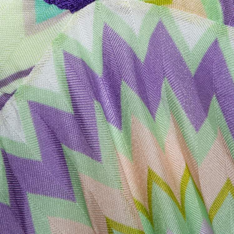 Pre Owned Missoni Mare Multicolor Chevron Knit Cover Up Mini Dress S 