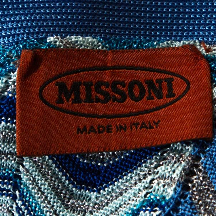 Pre Owned Missoni Blue Lurex Knit Cowl Neck Sleeveless Top S
