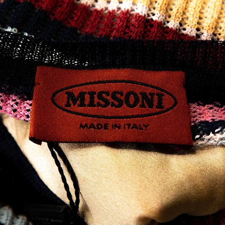 Pre Owned Missoni Multicolor Striped Rib Knit V Neck Tank Top M